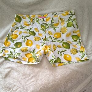 Isaac Mizrahi White Lemon Print Women's Shorts